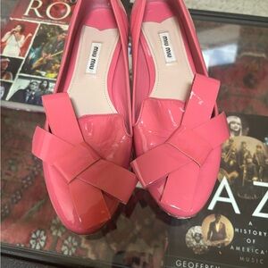 💗 Miu Miu Pink Patent Leather Flats – Size 39.5 (US 9.5) 💗